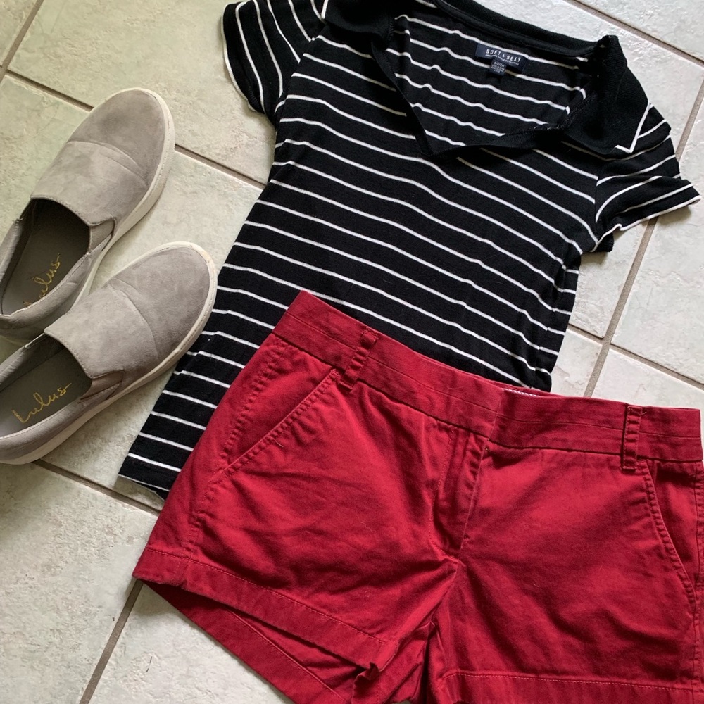 Red J Crew Chino Shorts